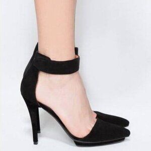 Jeffrey Campbell Solitaire Black Suede Pumps Womens Size 8 Ankle Strap Stiletto